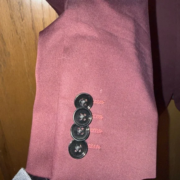 Men's Burgundy Blazer - Classic Two-Button Coat - Picture 3 of 6